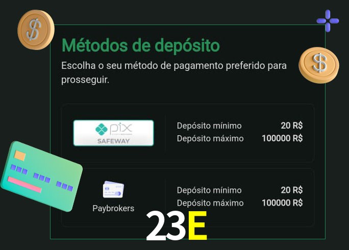 O cassino 23E oferece uma grande variedade de métodos de pagamento